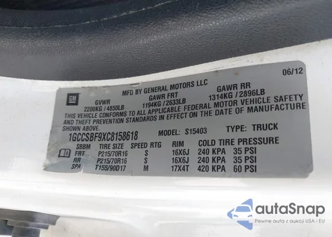 2012 Chevrolet Colorado Work Truck from USA, damaged, VIN 1GCCSBF9XC8158618